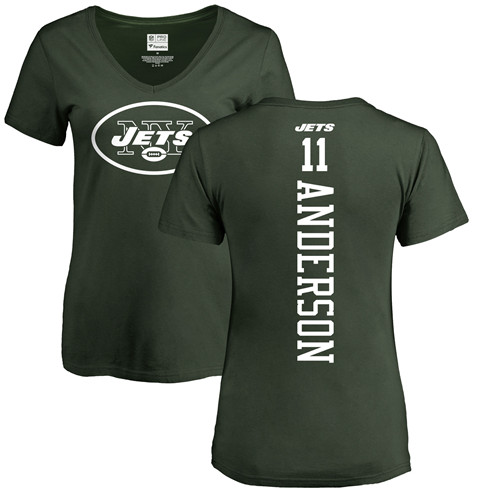 New York Jets Green Women Robby Anderson Backer NFL Football #11 T Shirt